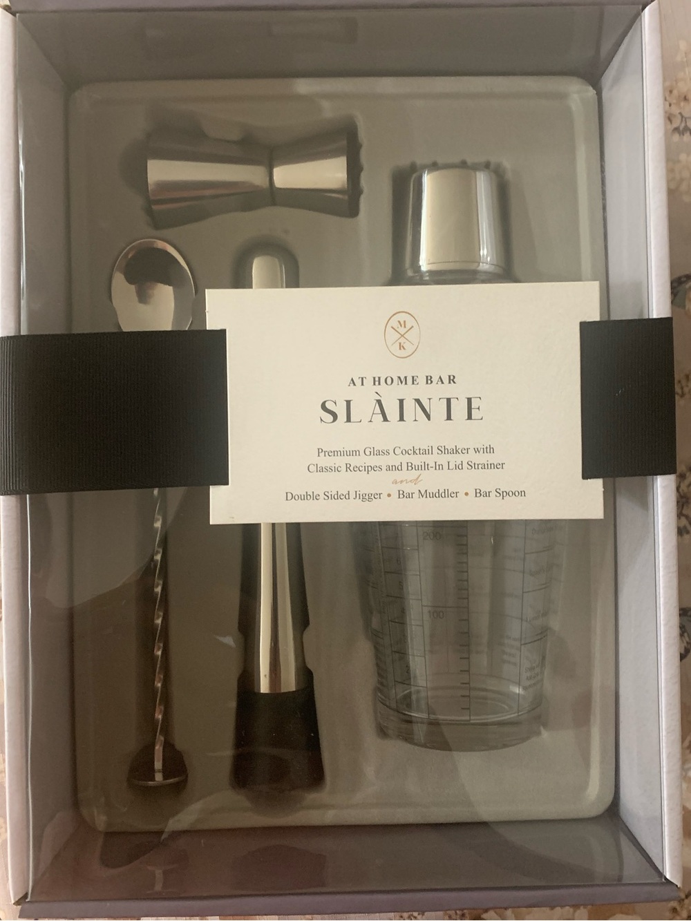 At Home Bar Cocktail Shaker Set - Silver & Clear
